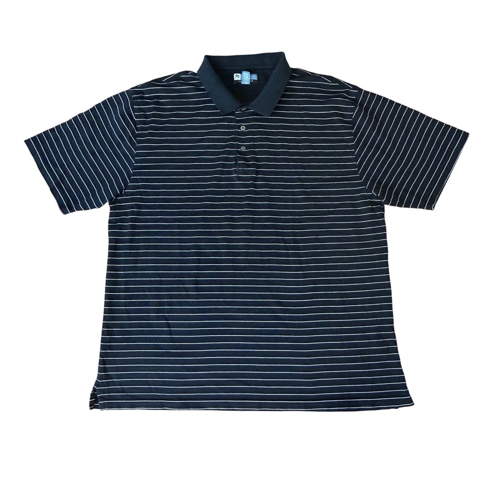 Jos. A. Bank Leadbetter Golf Polo Shirt Mens XL Navy Blue White Striped Casual